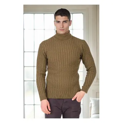 19295 Dewberry Turtleneck Mens Sweater-Khaki