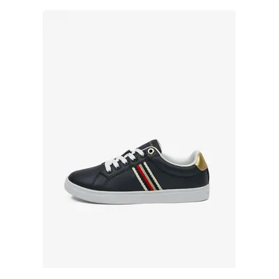 Dark Blue Womens Leather Sneakers Tommy Hilfiger Corporate Webbi - Ladies