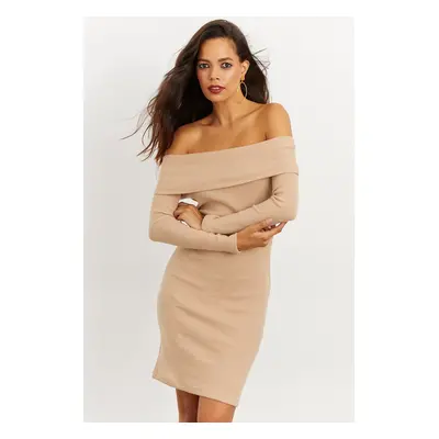 Cool & Sexy Women Camel Madonna Collar Camisole Dress CG272