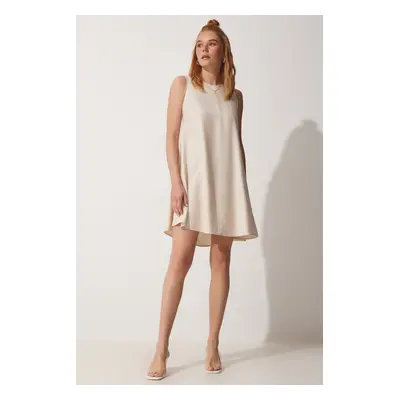 Happiness İstanbul Women's Cream Summer Woven Bell Dress