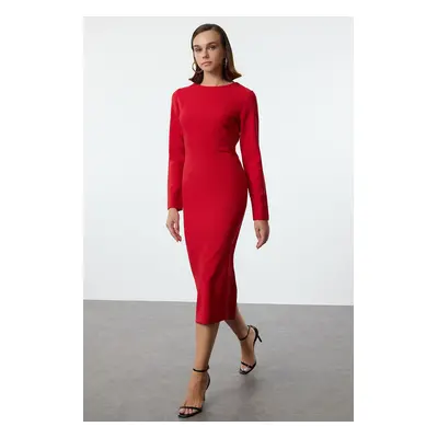 Trendyol Red Bodycon Midi Woven Dress