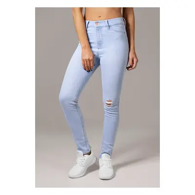 Women's Skinny High Waisted Denim Pants - Blue