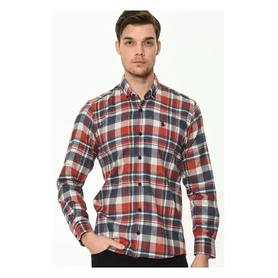 G704 DEWBERRY MEN'S SHIRT-NAVY-RED