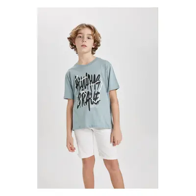 DEFACTO Boys' Crew Neck Printed Short Sleeve T-Shirt