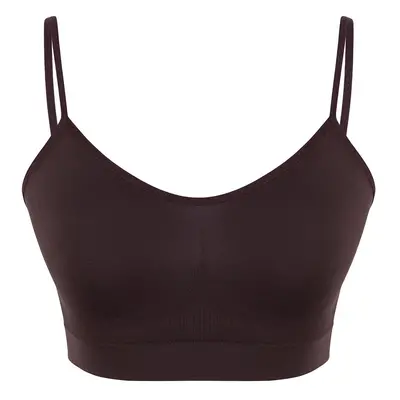 Trendyol Dark Brown Seamless Strappy Knitted Bustier