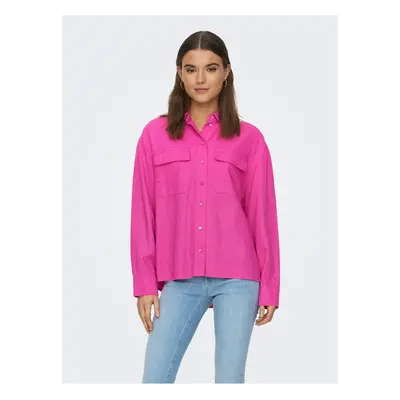 Dark pink women's linen shirt ONLY Caro - Women