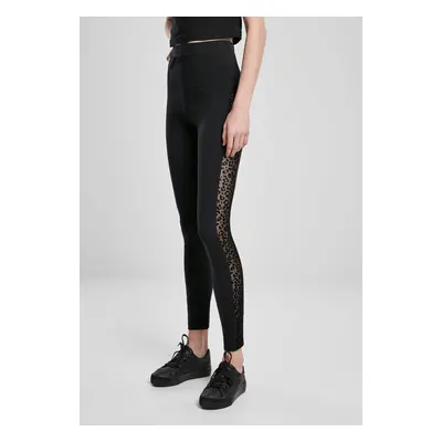 Women's Leggings Flock Lace Stripe - Black