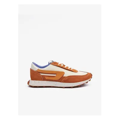 Men's Brown-Cream Sneakers with Suede Details Diesel Racer - Men's