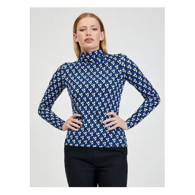 Orsay Blue Ladies Patterned Turtleneck - Women