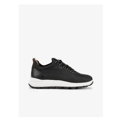 Black women's sneakers with leather details Geox Spherica - Women's