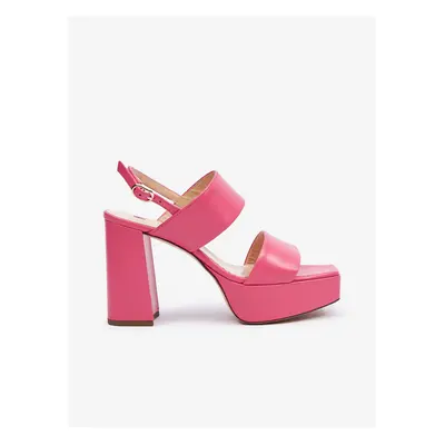 Pink women's leather heeled sandals Högl Cindy - Women's