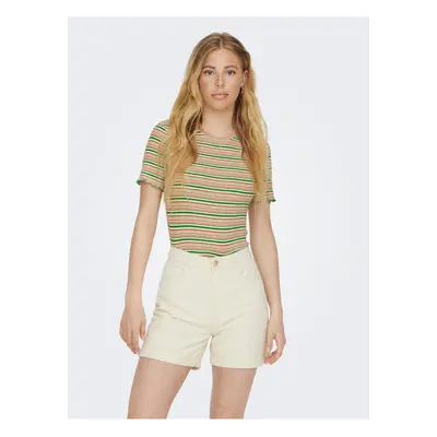 Green-Beige Women's Striped T-Shirt ONLY Janie - Women