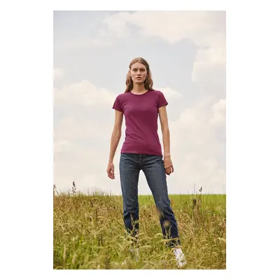 Iconic Burgundy Women's T-shirt in combed cotton Fruit of the Loom