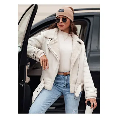 Women&#039;s jacket LEVERINO suede with fur white Dstreet