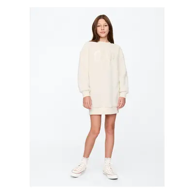 GAP Children's sweatshirt oversize sherpa dress with logo - Girls