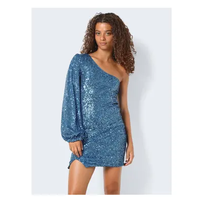 Blue women's sheath dress with sequins Noisy May Scarlett - Women