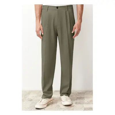 Trendyol Khaki Pleated Classic Baggy Fit Fabric Trousers