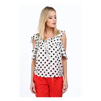 Cream polka dot blouse every day