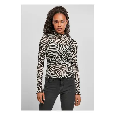 Women's turtleneck AOP Mesh - white/black