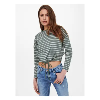 White-green striped short T-shirt ONLY Brilliant - Women