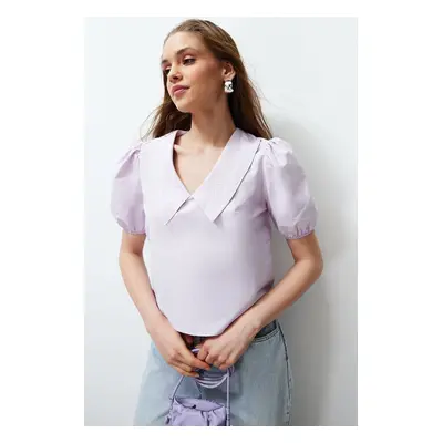 Trendyol Lilac Collar Detailed Woven Blouse