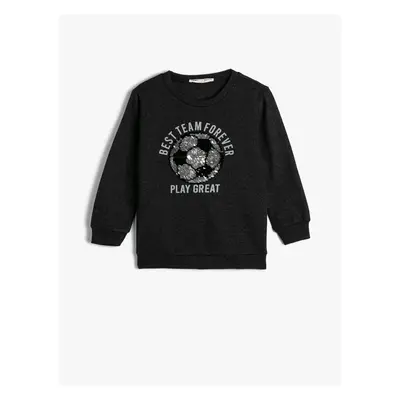 Koton Football Printed Long Sleeve Crew Neck Raised Sweatshirt