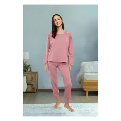 Trendyol Dusty Rose 3-Piece Cotton Knitted Pajama Set