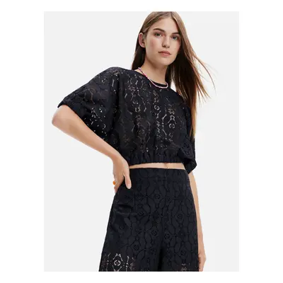 Black Womens Lace Top Desigual Lucca - Women