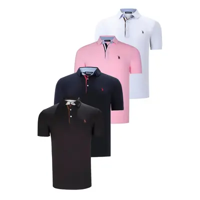 QUAD SET T8582 DEWBERRY MENS T-SHIRT-BLACK-WHITE-NAVY BLUE-PINK