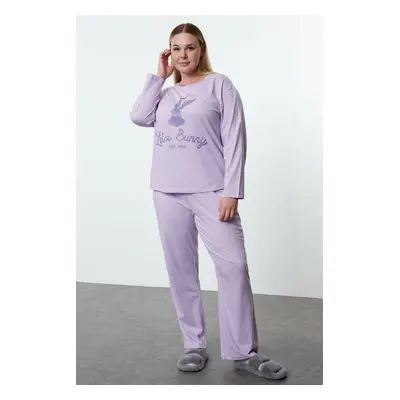 Trendyol Curve Lila Lola Bunny Licensed Knitted Pajama Set