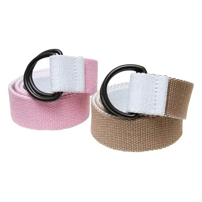 Easy D-Ring Belt Kids 2-Pack White/Beige+White/Pink