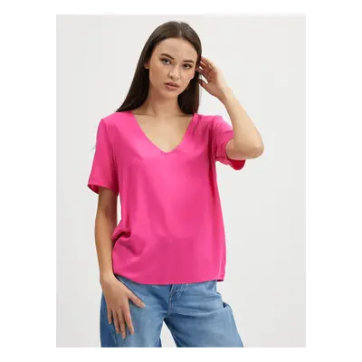 Dark pink women's basic T-shirt VILA Paya - Women