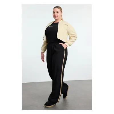 Trendyol Curve Black Elastic Elastic Waist Woven Plus Size Trousers