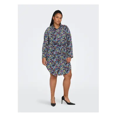 Purple-blue women floral shirt dress ONLY CARMAKOMA Ayana - Ladies