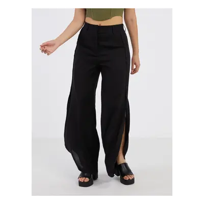 Black women's trousers with linen AWARE by VERO MODA Fia - Ladies