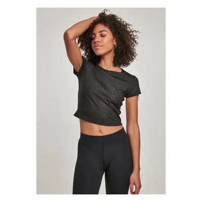 Women's Stretch Pattern Cropped Tee Black Snake