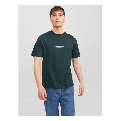 Dark Green Men's T-Shirt Jack & Jones Vesterbo - Men