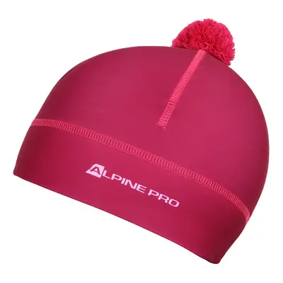 Functional hat with pompom ALPINE PRO ABERE fuchsia red