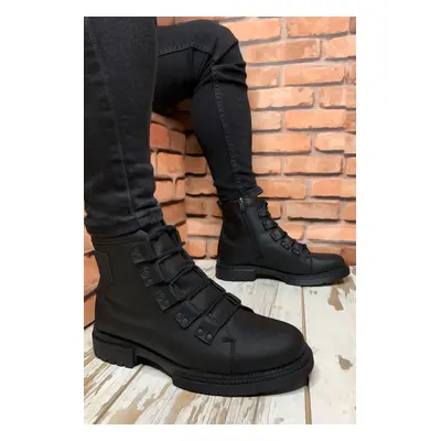 Riccon Black Men's Combat Boots