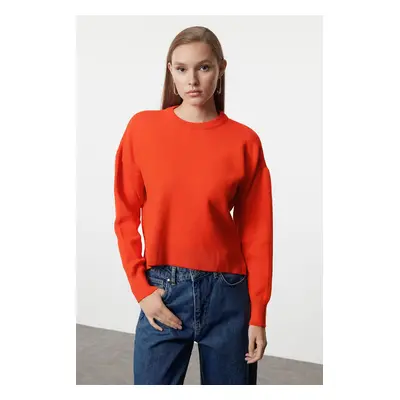 Trendyol Red Wide Pattern Basic Premium Yarn/Special Yarn Knitwear Sweater