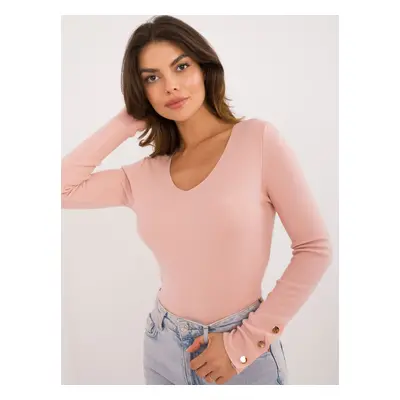 Light pink classic sweater with snaps