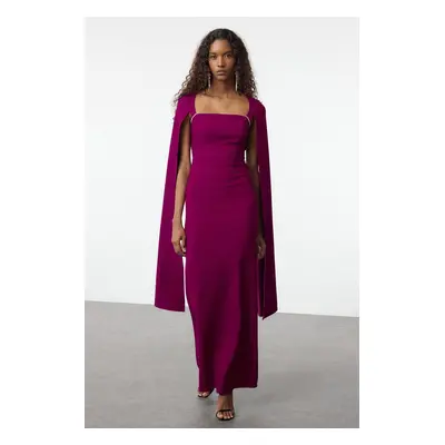 Trendyol Plum Unlined Woven Long Elegant Evening & Graduation Dress