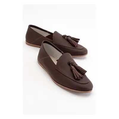 LuviShoes F04 Brown Skin Genuine Leather Shoes