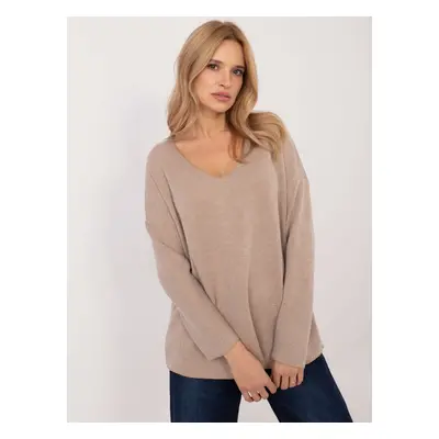 Beige oversize sweater with shiny thread