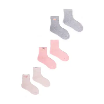 Yoclub Kids's Girls' Terry Socks With 3D Element 3-Pack SKF-0008G-000B