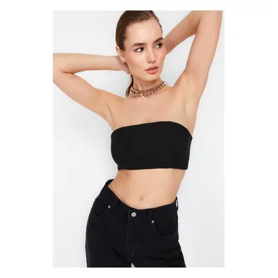 Trendyol Black Crop Gimped Woven Bustier