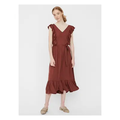 Brown midi dress VERO MODA Odette - Women