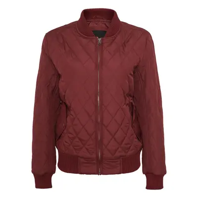 Women's Diamond Quilt Nylon Jacket Burgundy