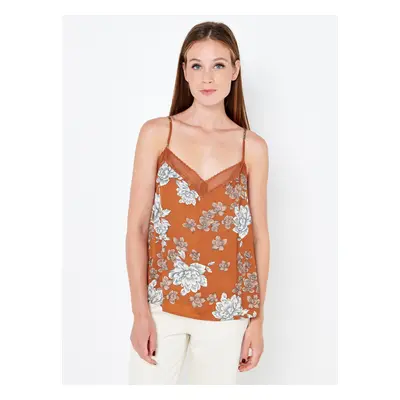 Brown floral top CAMAIEU - Women