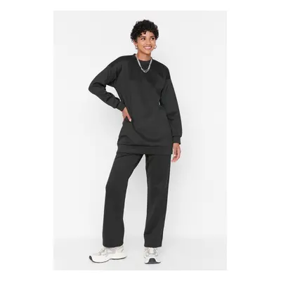 Trendyol Black Crew Neck Scuba Knitted Tracksuit Set